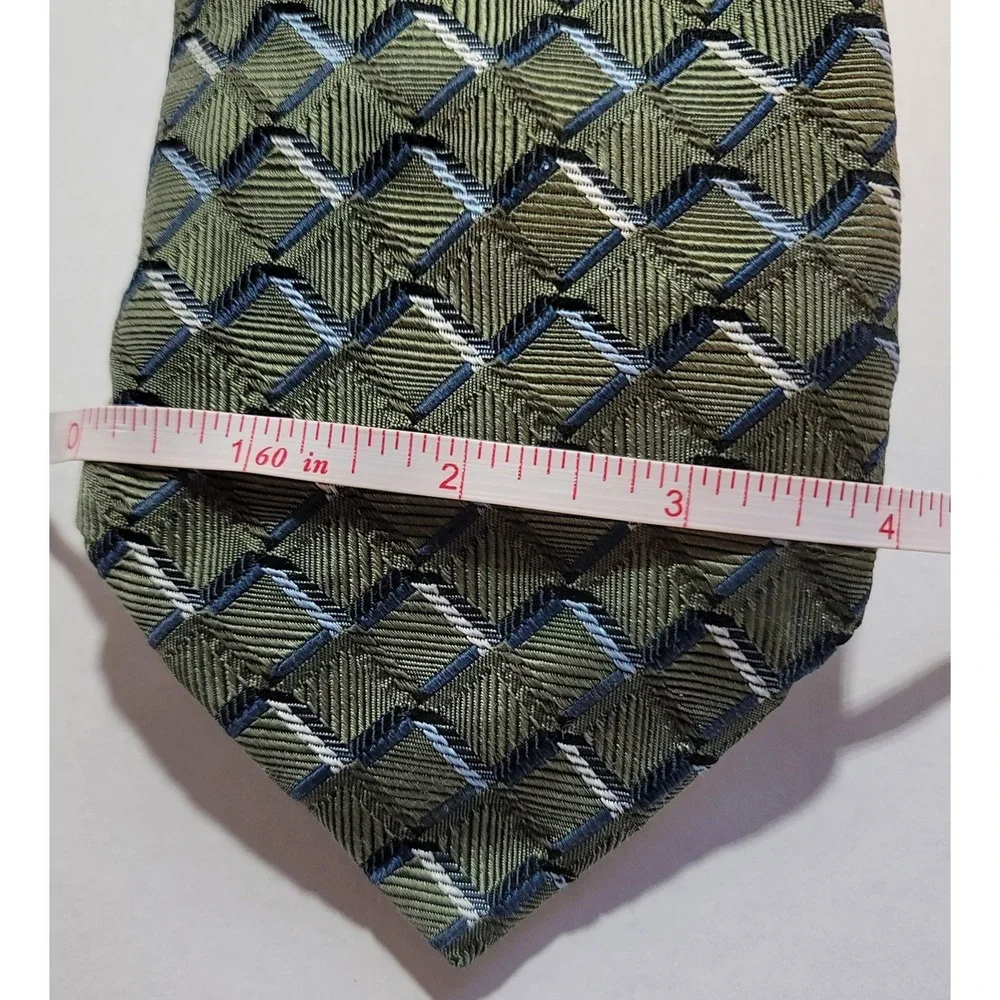 George Green  with‎ Grey & Blue Squares 100% Silk Handmade Tie